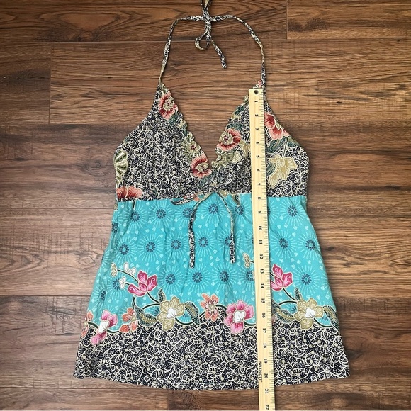Vintage Womens Y2K Floral Boho Halter Top Cotton Lightweight XS Summer Ruffles - Picture 4 of 6